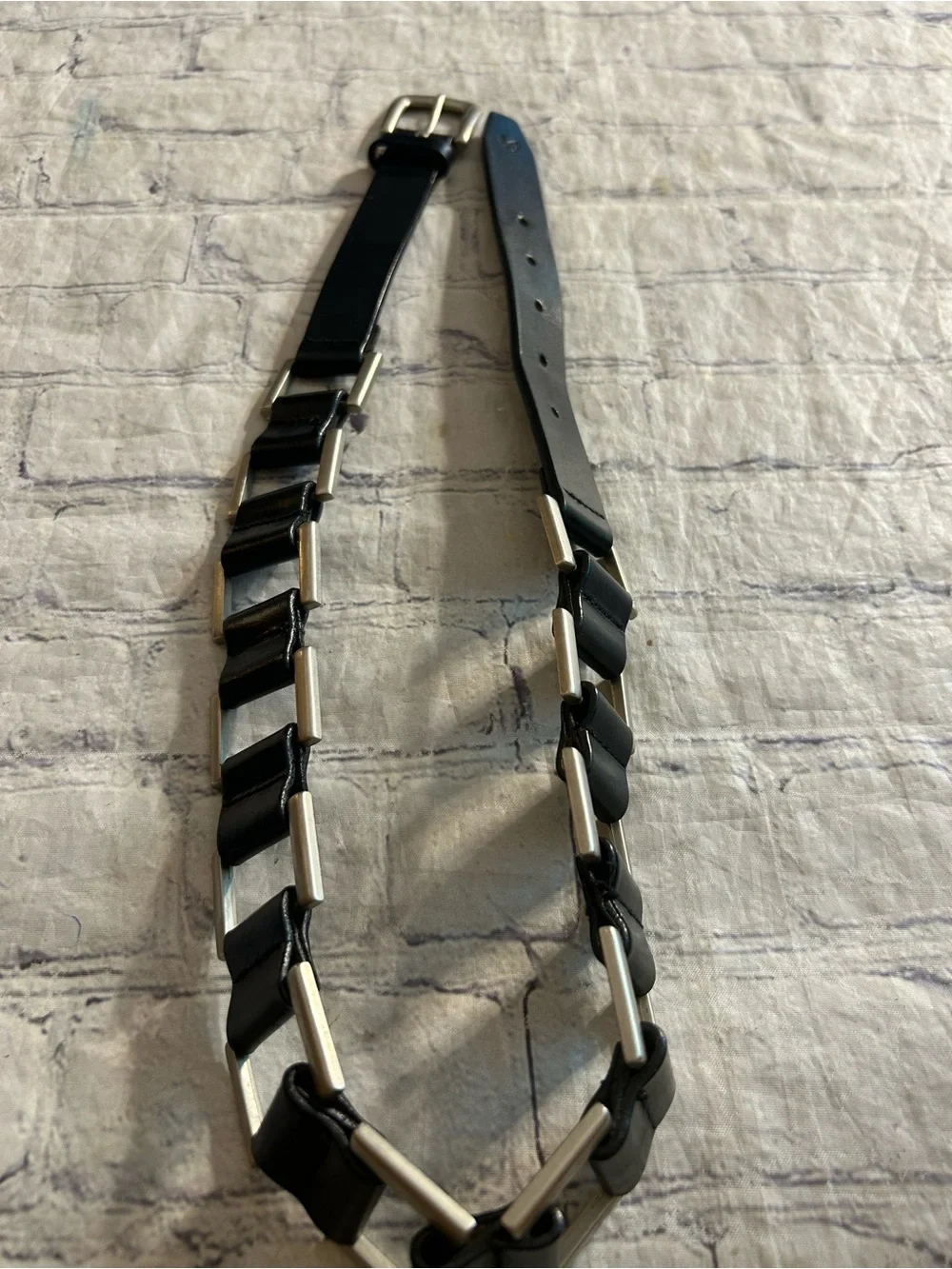 CALVIN KLEIN BLACK LEATHER WITH SILVER TONE CHAIN LINKS & TURQUOISE SILVER BELTS
